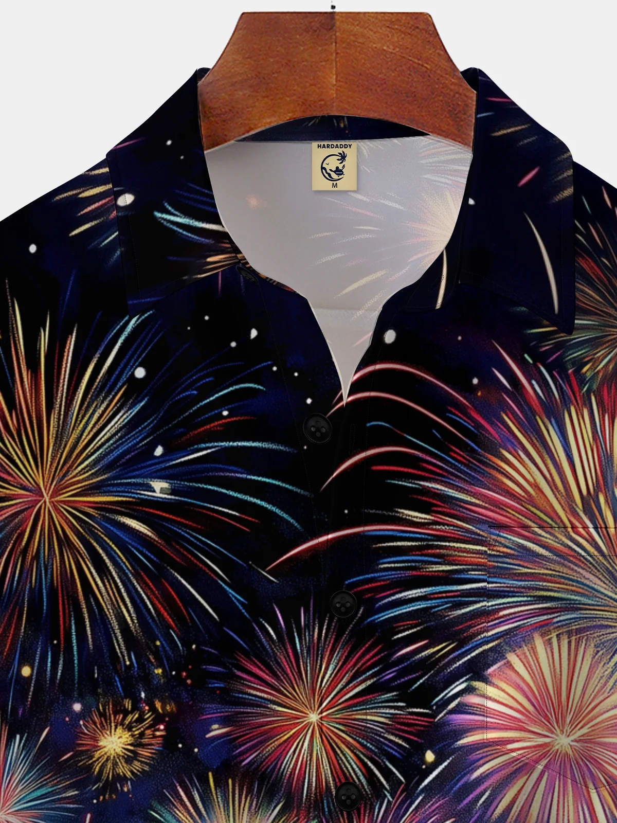 Moisture-wicking Happy New Year Chest Pocket Casual Shirt