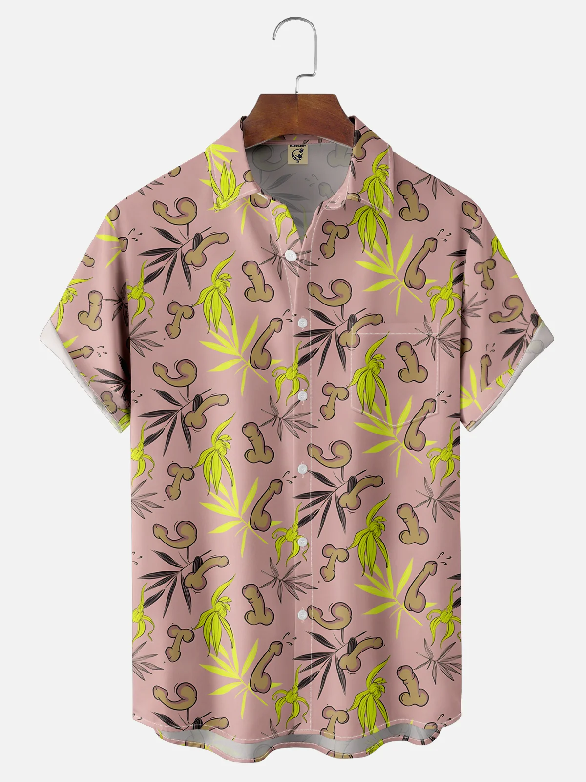 Moisture Wicking Ugly Hawaii Plants Chest Pocket Casual Shirts