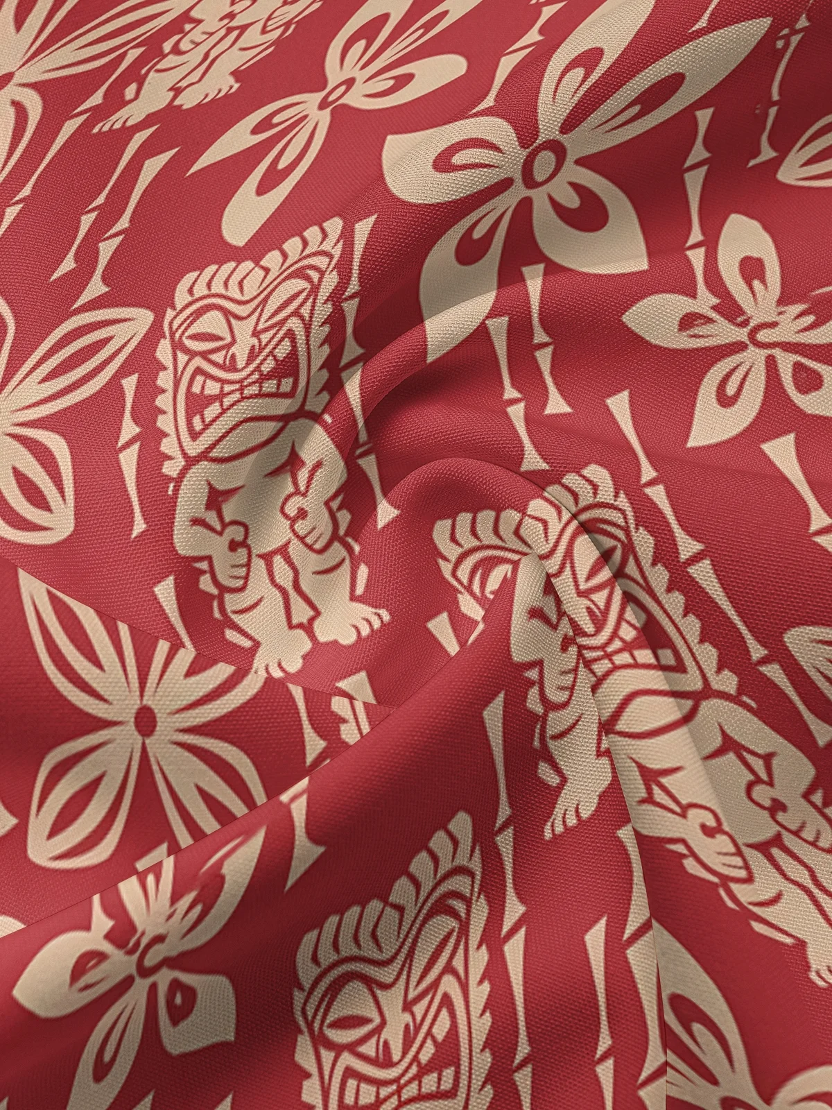 Moisture-wicking Tiki Chest Pocket Hawaiian Shirt