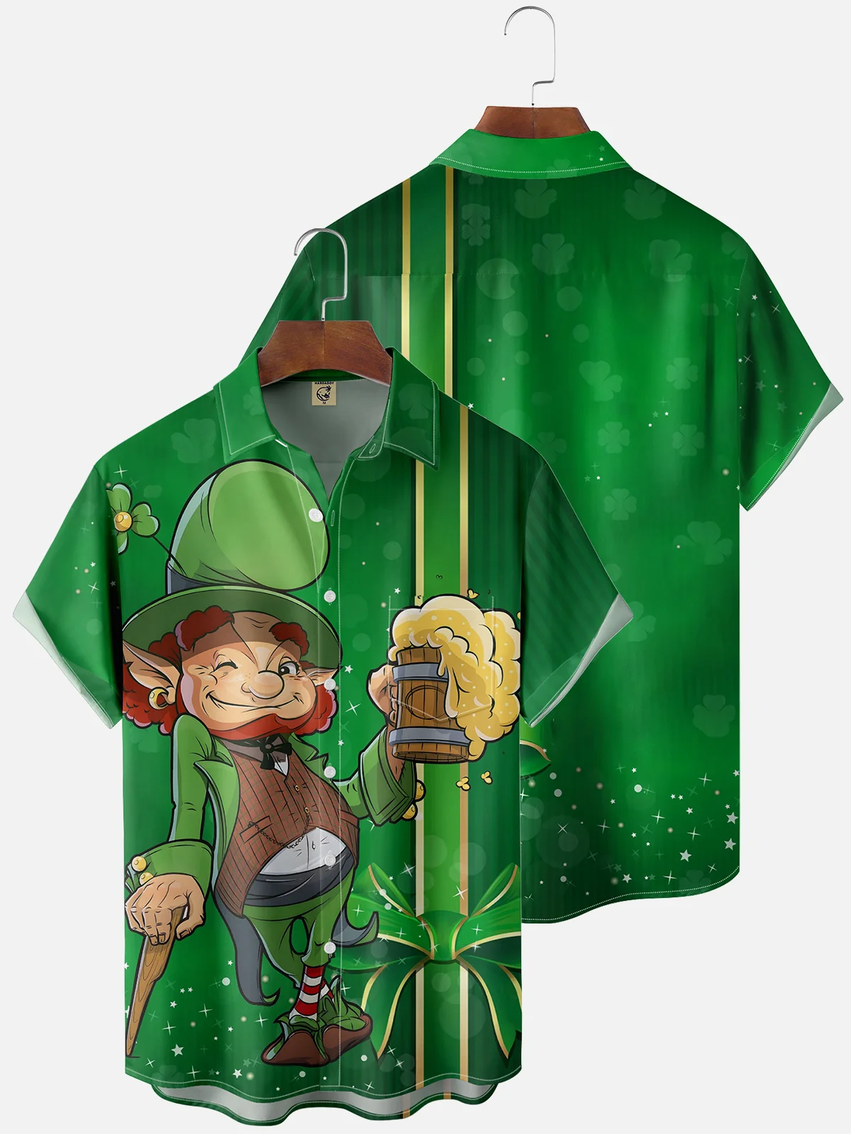 Moisture Wicking St. Patrick's Day Gnome Chest Pocket Casual Shirt