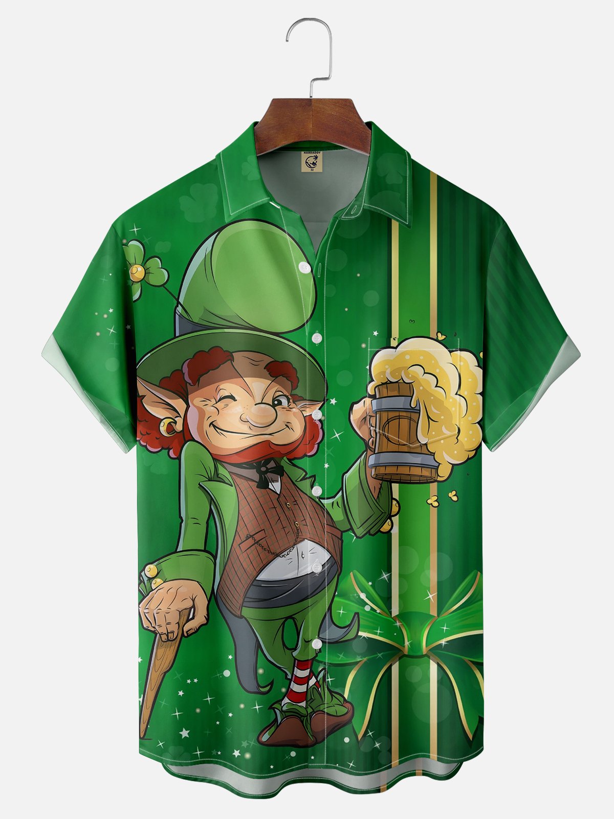 Moisture Wicking St. Patrick's Day Gnome Chest Pocket Casual Shirt