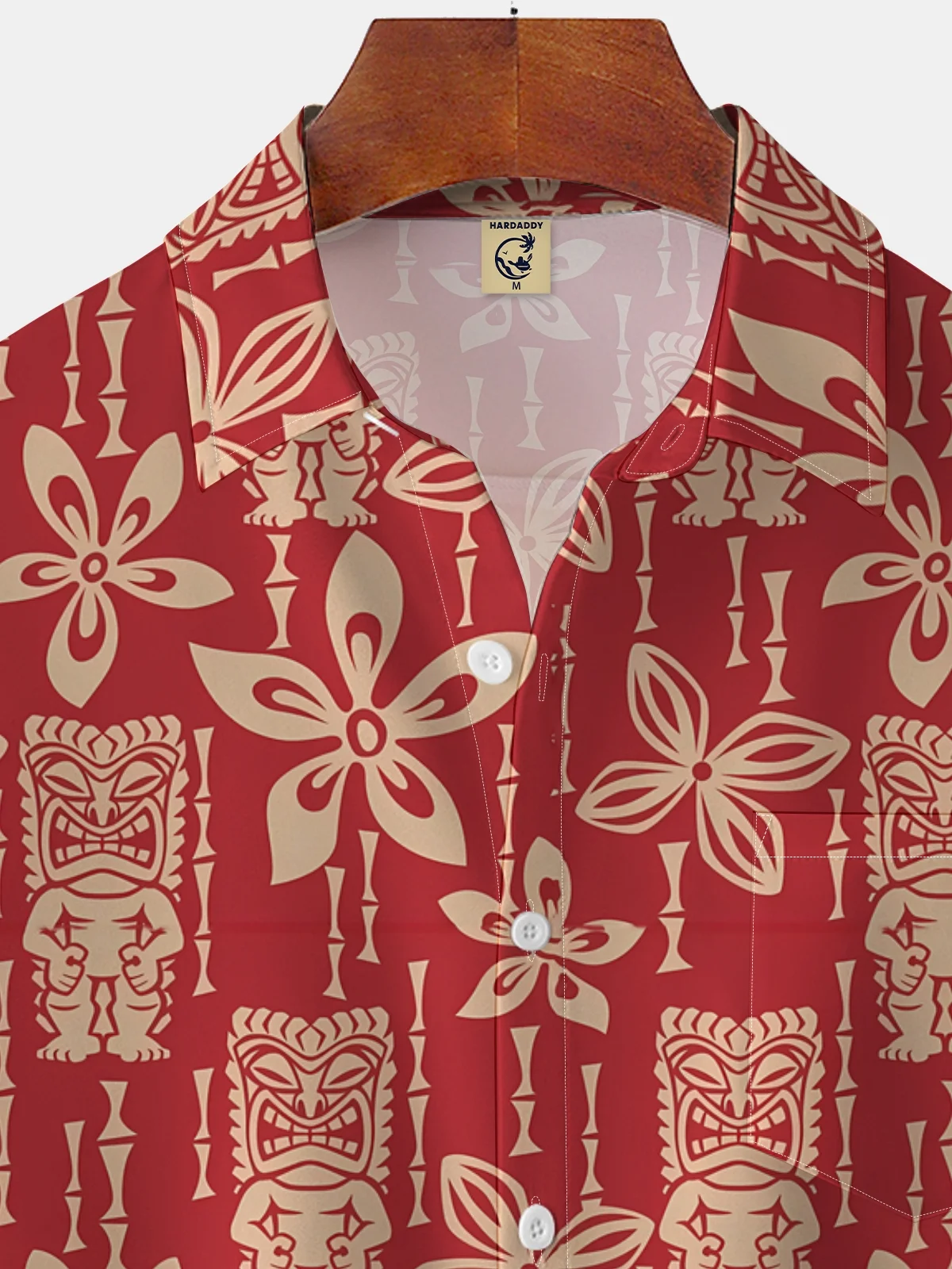 Moisture-wicking Tiki Chest Pocket Hawaiian Shirt