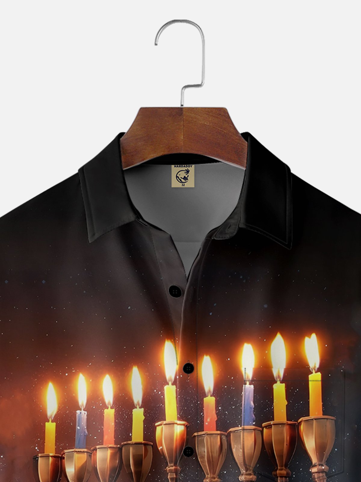 Moisture-wicking Hanukkah Art Candle Religious Chest Pocket Hawaiian Shirt