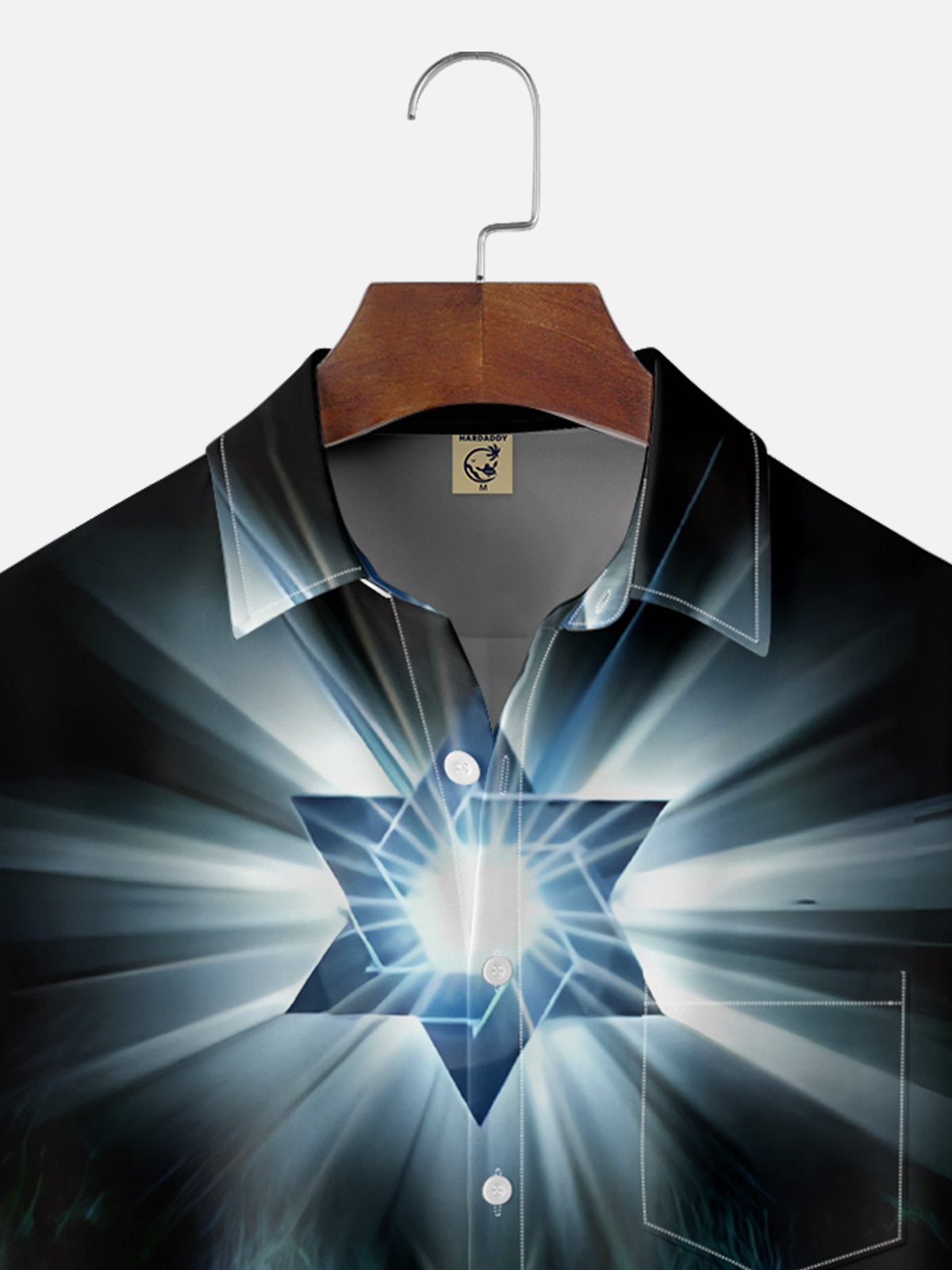 Moisture-wicking Hanukkah Candle Six-pointed Star Chest Pocket Hawaiian Shirt