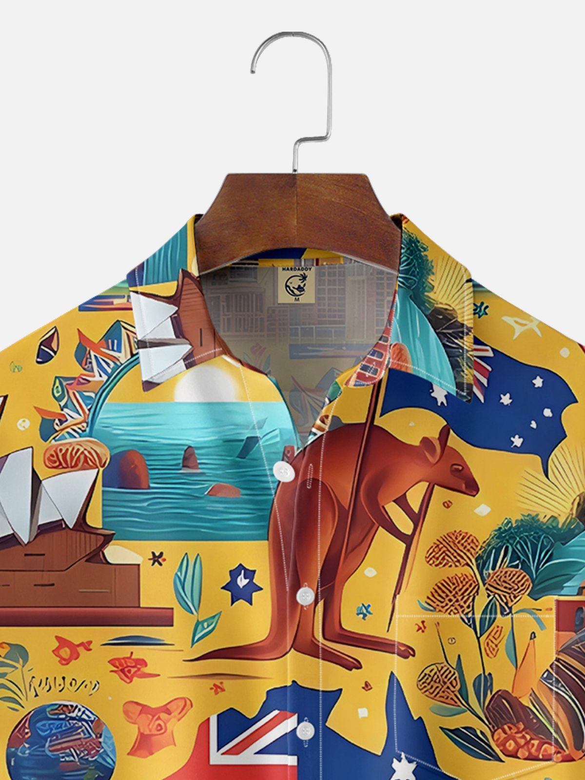 Moisture-wicking Australia Day Illustration Art Chest Pocket Hawaiian Shirt