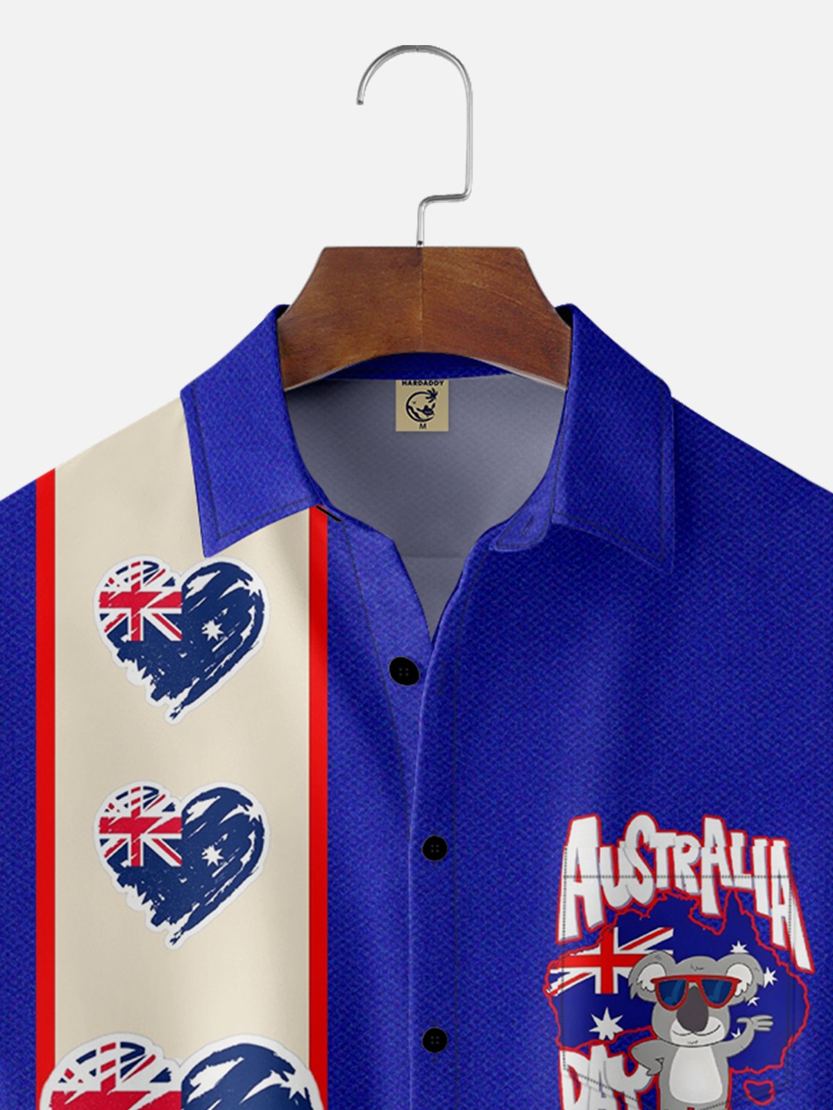 Moisture-wicking Australia Day Art Chest Pocket Bowling Shirt