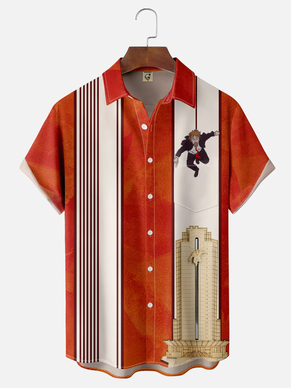 Moisture-wicking Christmas Movie Characters DIE Chest Pocket Bowling Shirt