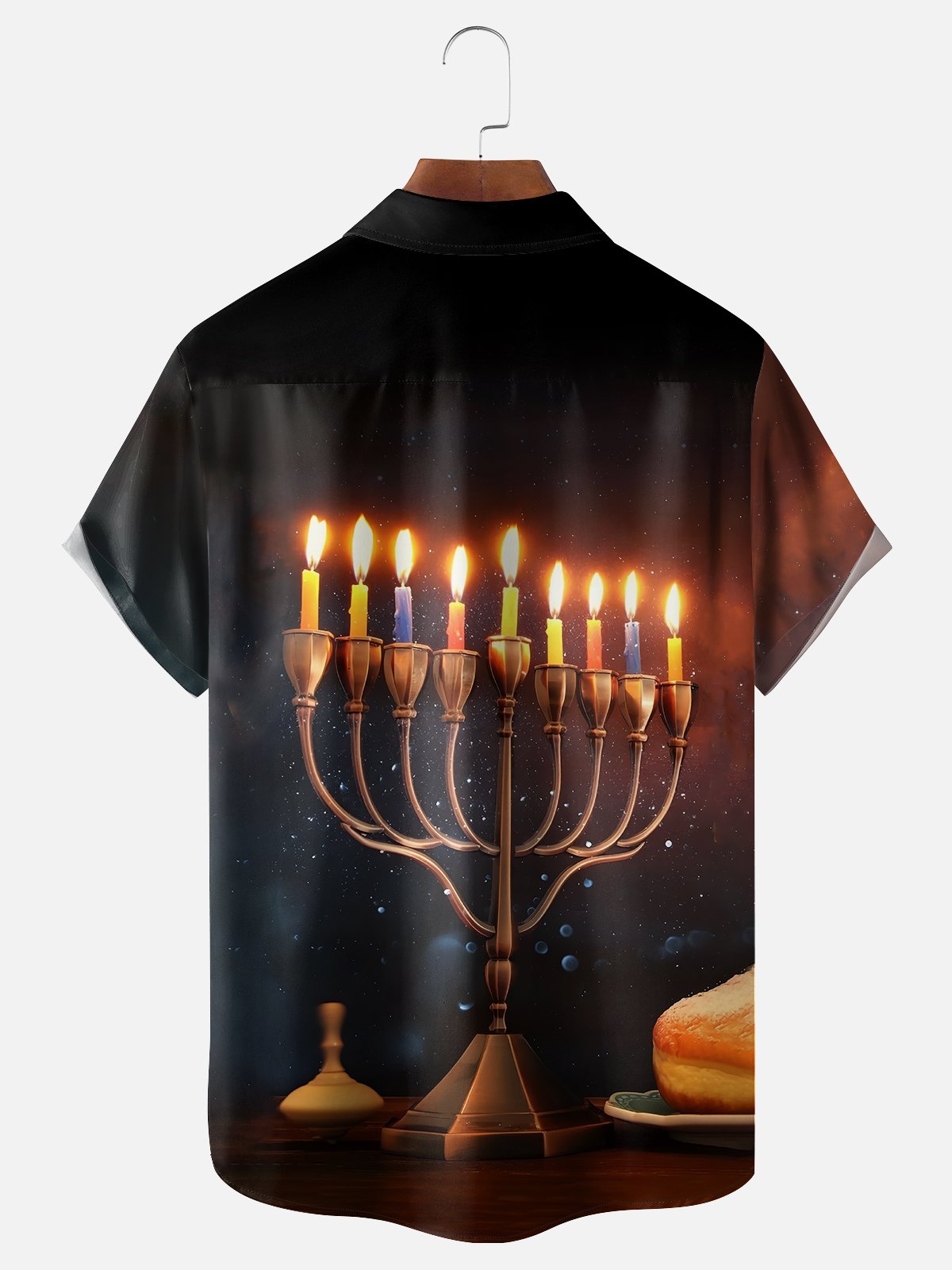 Moisture-wicking Hanukkah Art Candle Religious Chest Pocket Hawaiian Shirt