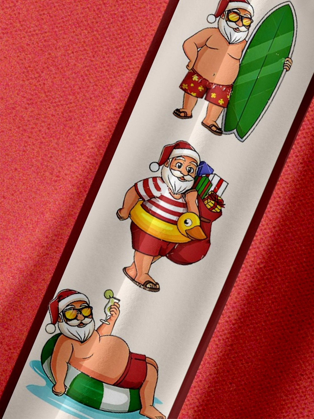 Moisture-wicking Christmas Fun Santa Chest Pocket Bowling Shirt