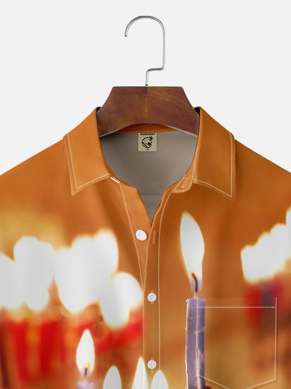 Moisture-wicking Hanukkah Menorah Candle Chest Pocket Casual Shirt