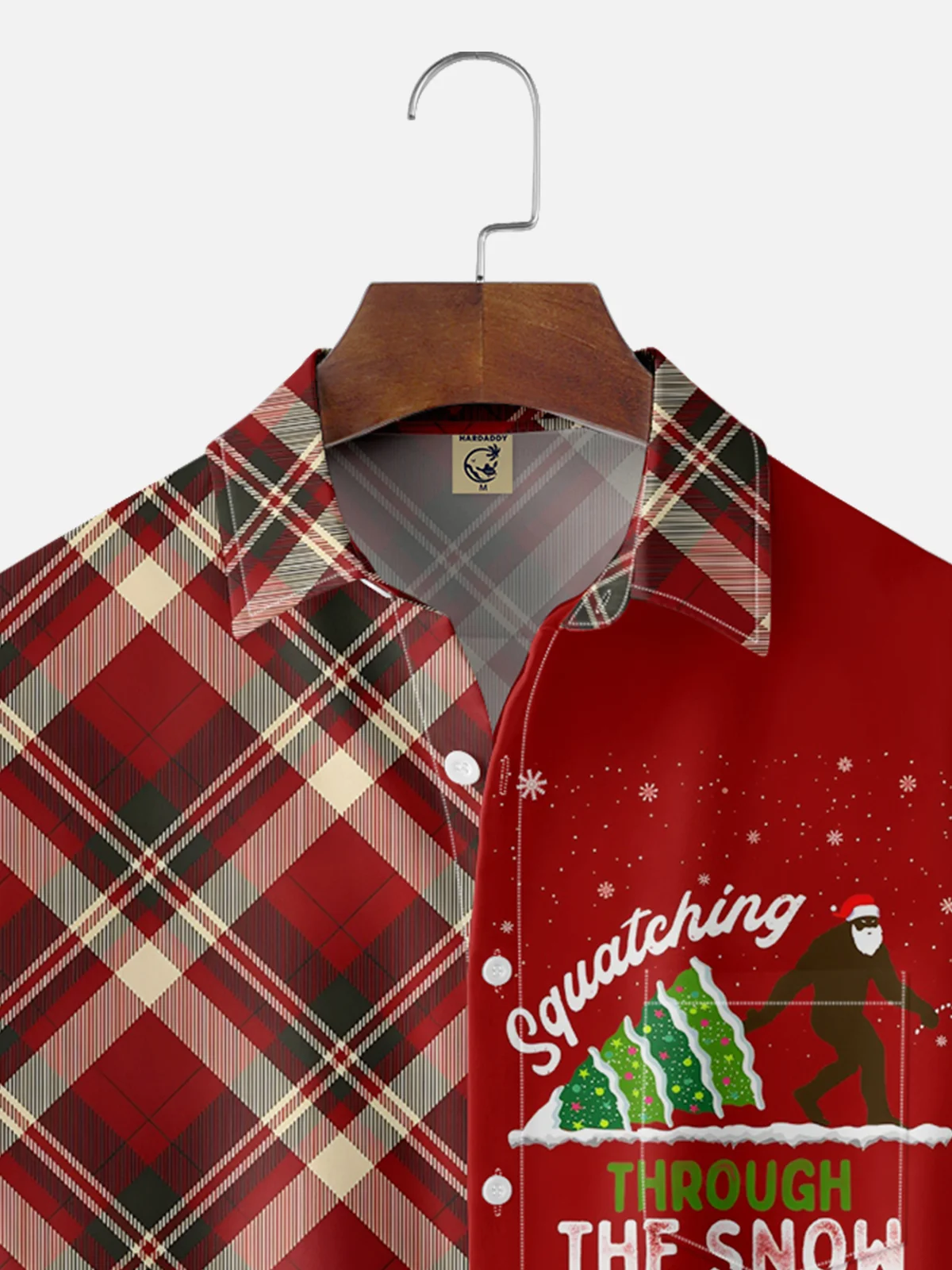 Moisture Wicking Christmas Bigfoot Chest Pocket Casual Shirt