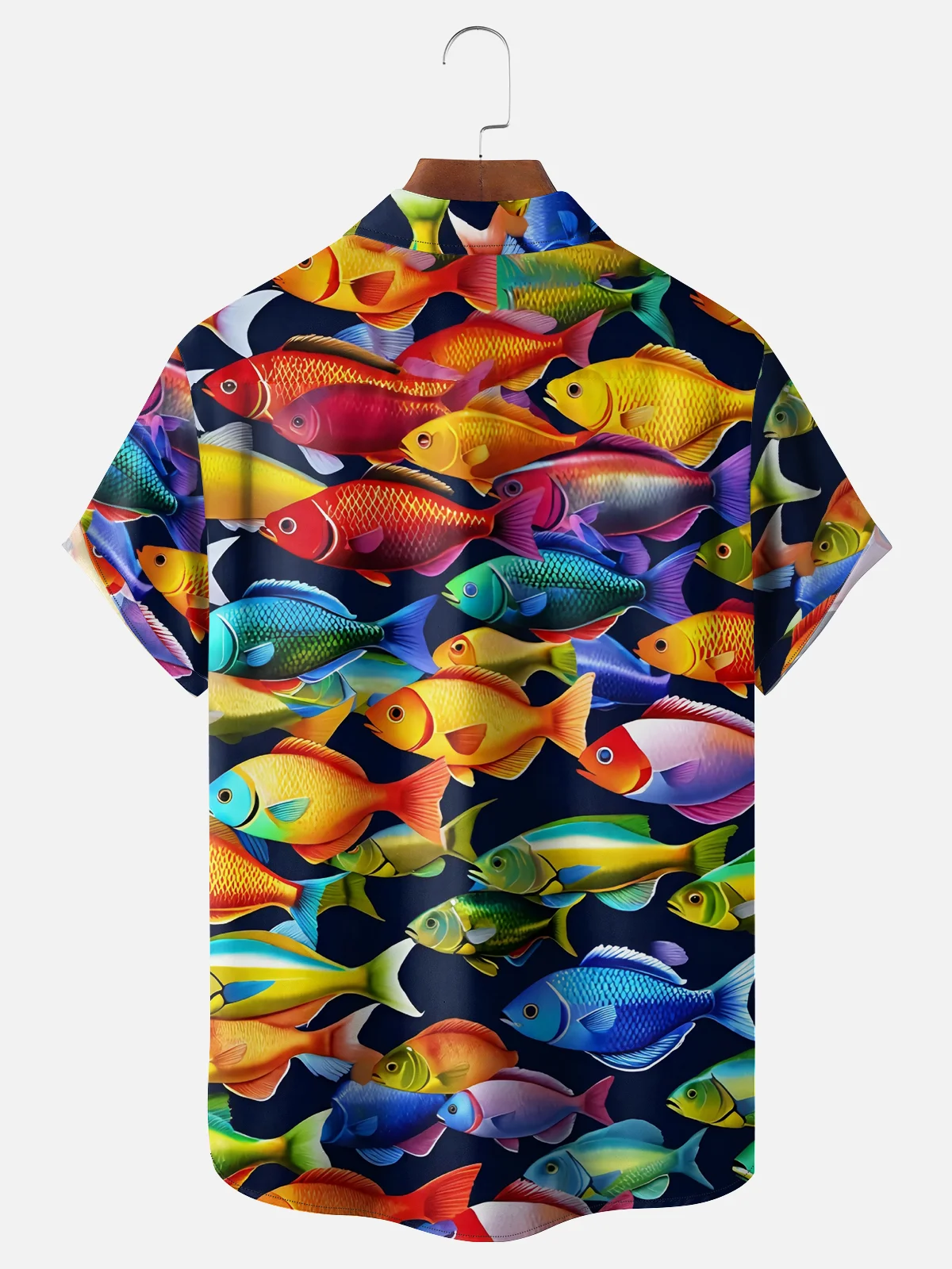 Moisture-wicking Fish Chest Pocket Hawaiian Shirt