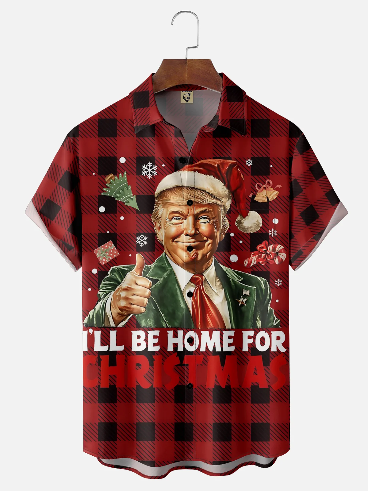 Moisture-wicking I'll Be Home For Christmas Donald Trump Chest Pocket Holiday Shirt