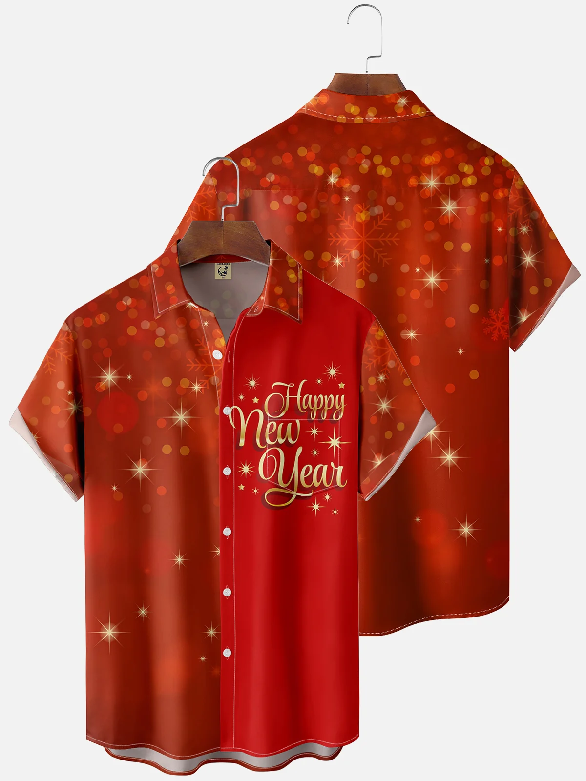 Moisture Wicking Happy New Year Chest Pocket Casual Shirt