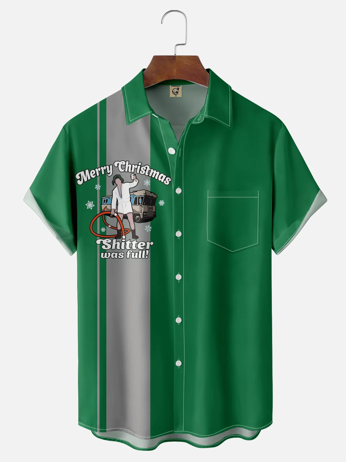 Moisture Wicking Christmas Griswold Chest Pocket Bowling Shirt