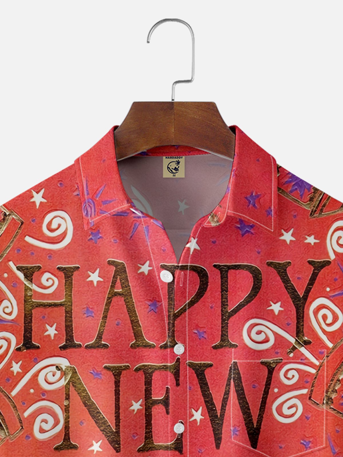 Moisture-wicking Happy New Year Chest Pocket Casual Shirt