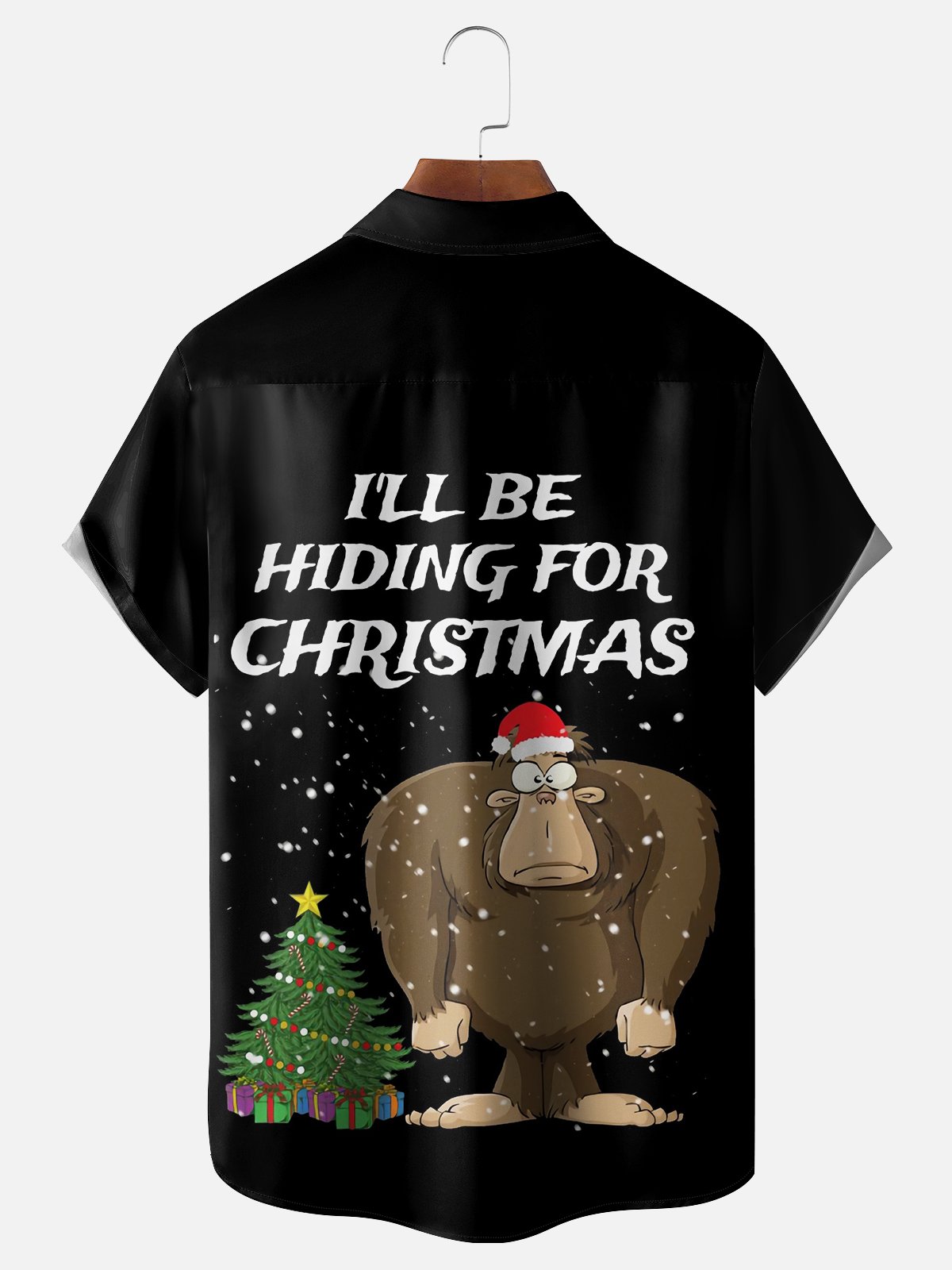 Moisture-wicking I ll Be Hiding For Christmas Bigfoot Chest Pocket Casual Shirt