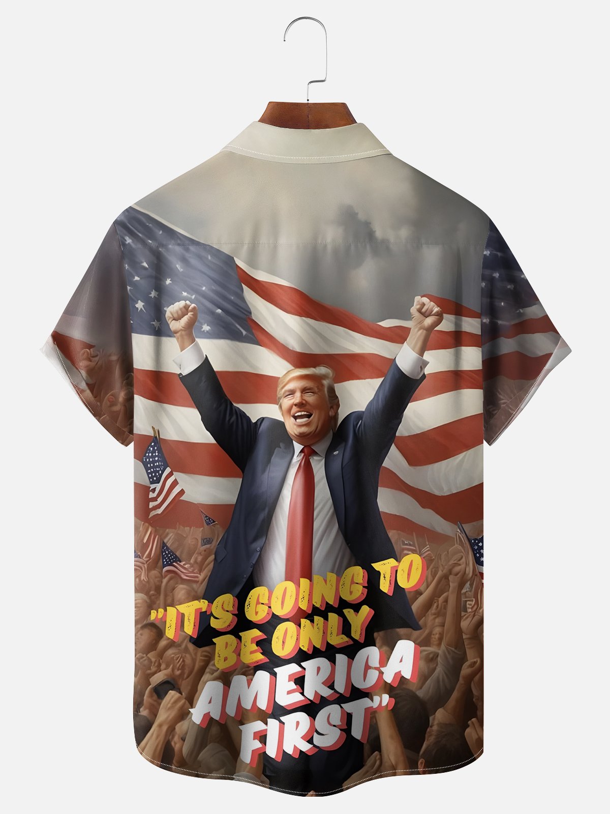 Moisture-wicking U.S. President Donald Trump Fight America Chest Pocket Casual Shirt