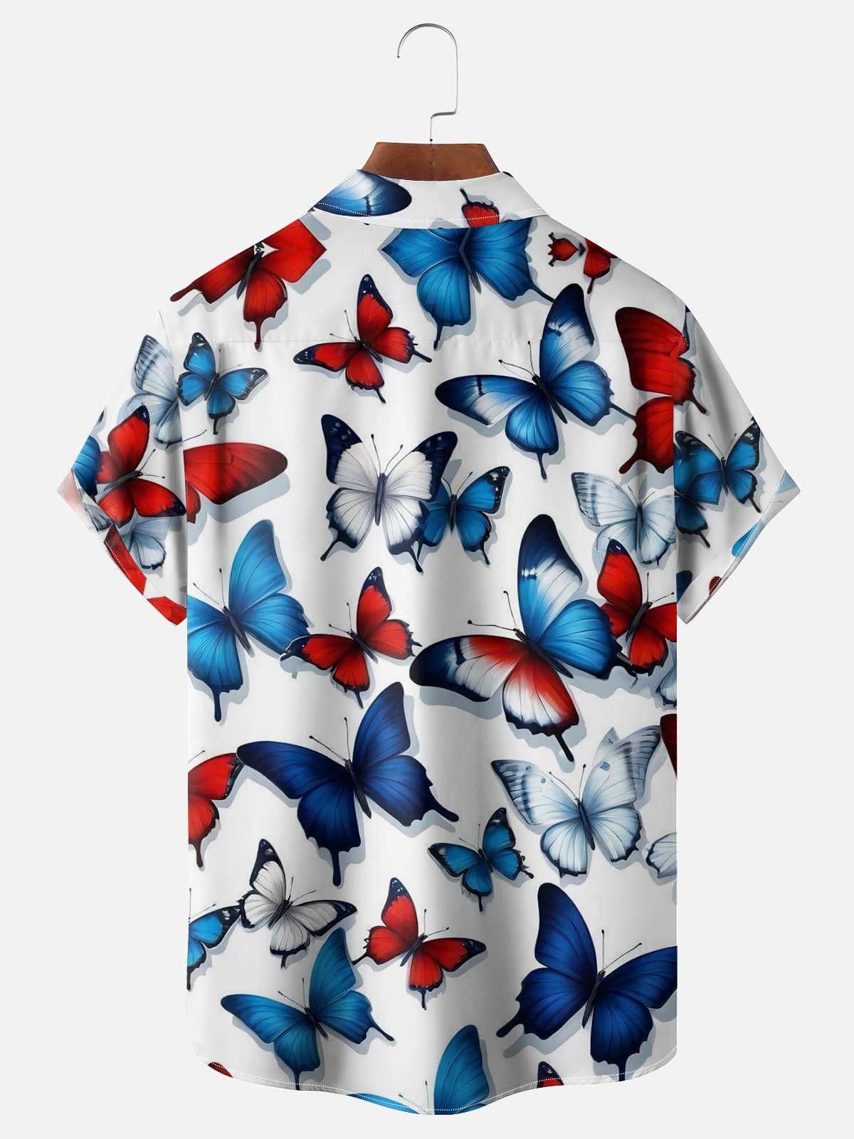 Moisture-wicking American Butterfly Chest Pocket Hawaiian Shirt