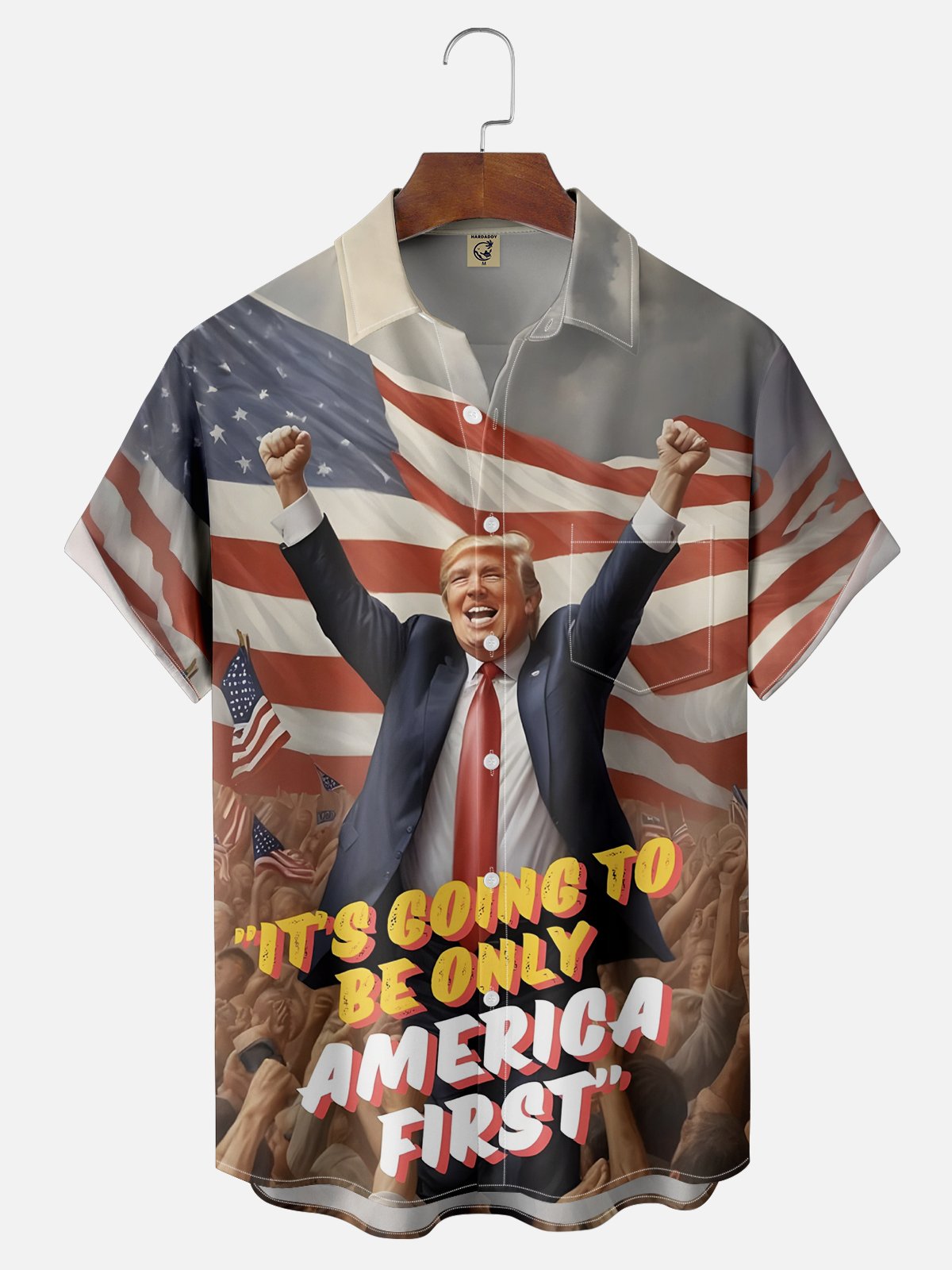 Moisture-wicking U.S. President Donald Trump Fight America Chest Pocket Casual Shirt