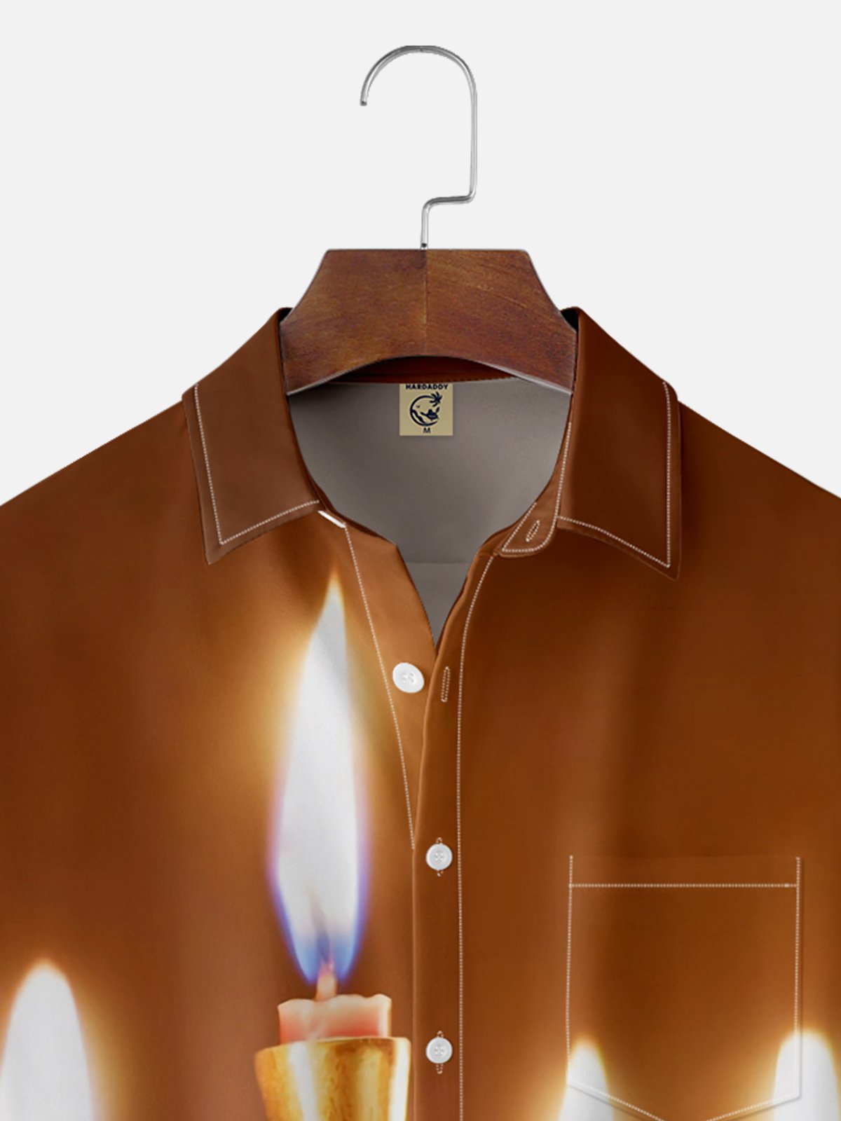 Moisture-wicking Hanukkah Menorah Candle Star of David Chest Pocket Casual Shirt