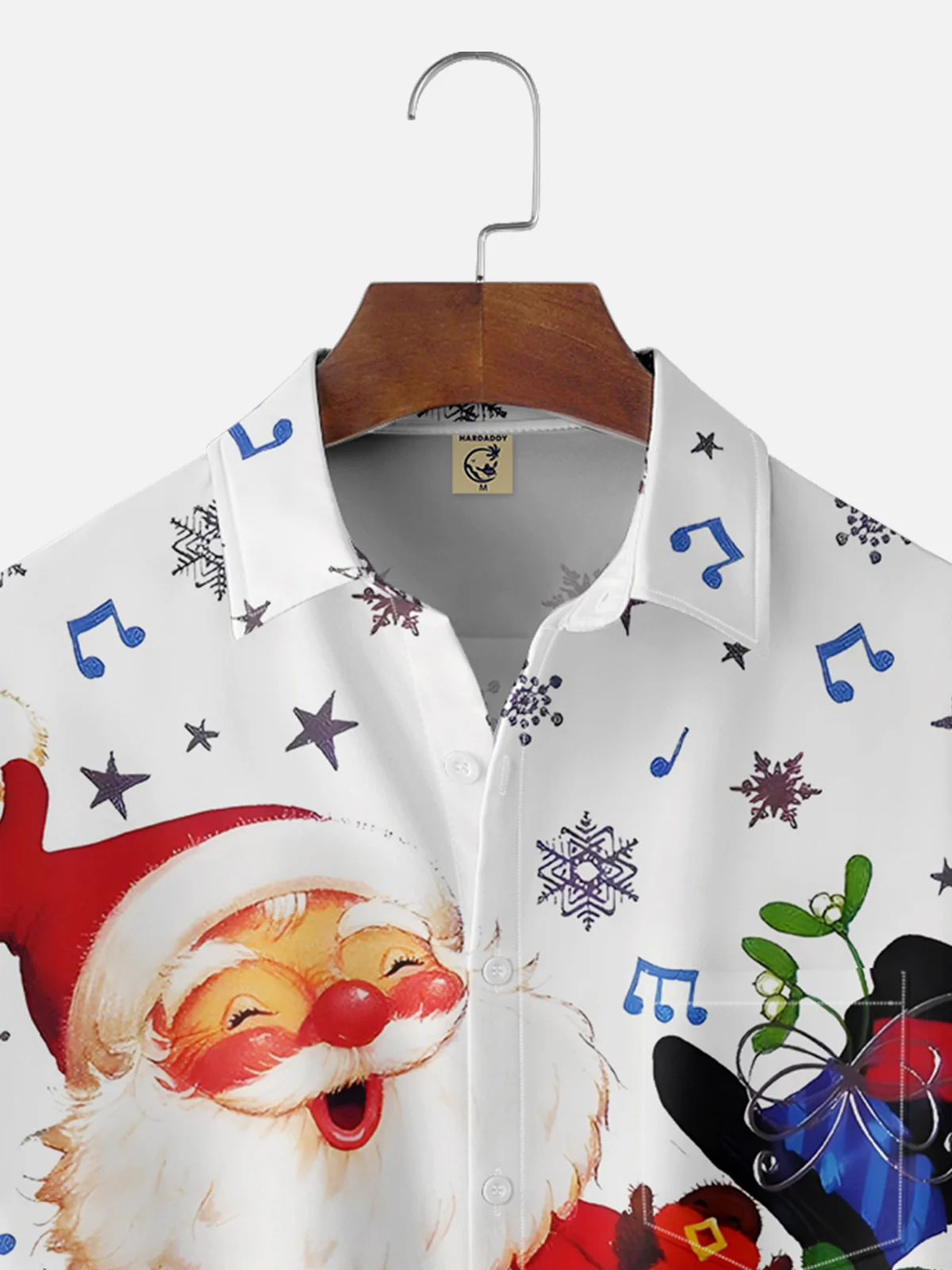 Moisture-wicking Christmas Santa Claus Chest Pocket Casual Shirt