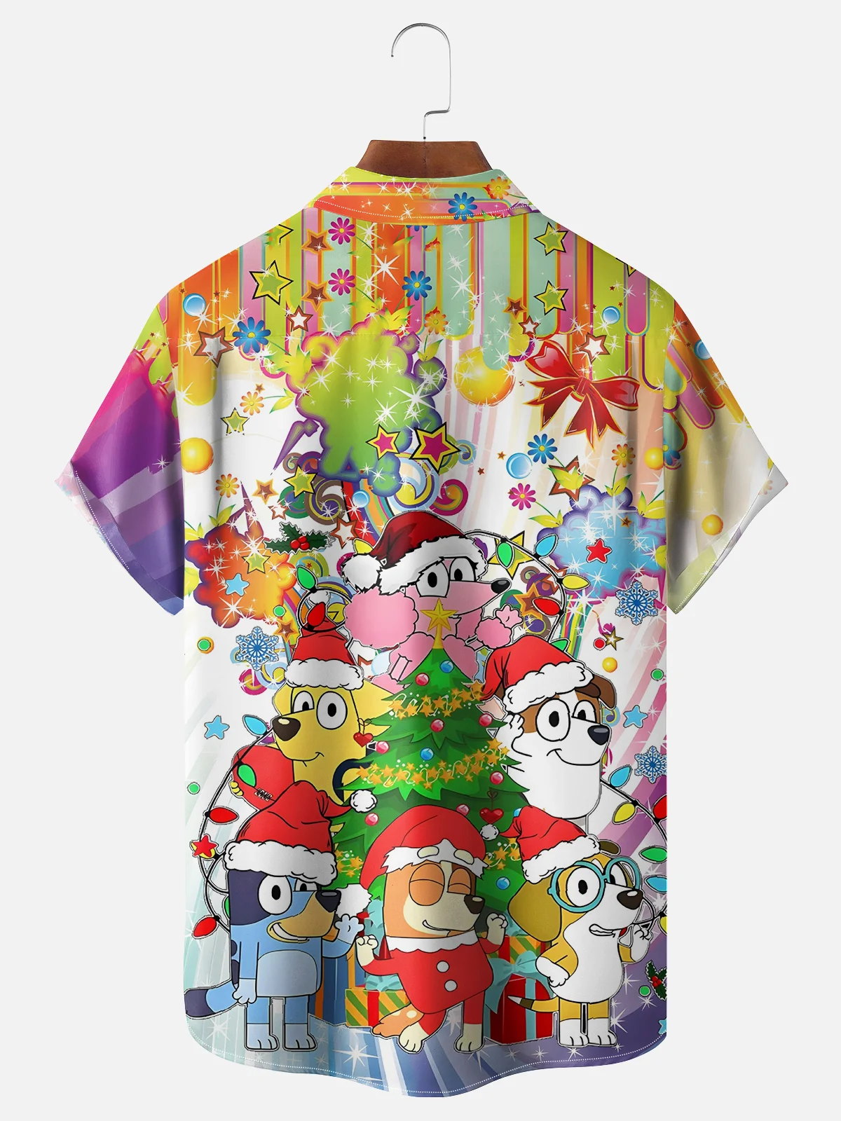 Moisture-wicking Christmas Dog Cartoon Chest Pocket Casual Shirt