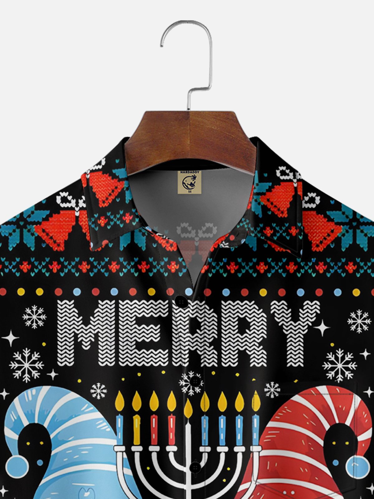 Moisture-wicking Christmas Hanukkah Gnomes Chest Pocket Casual Shirt