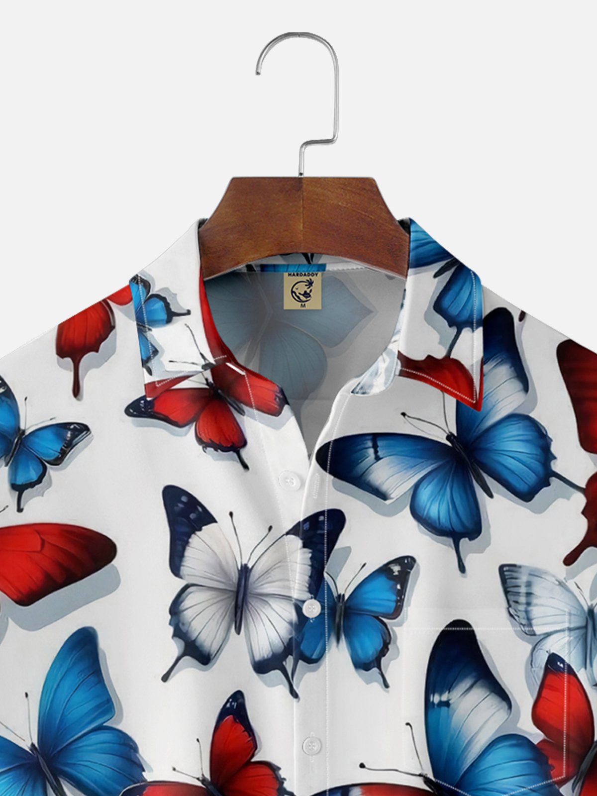 Moisture-wicking American Butterfly Chest Pocket Hawaiian Shirt