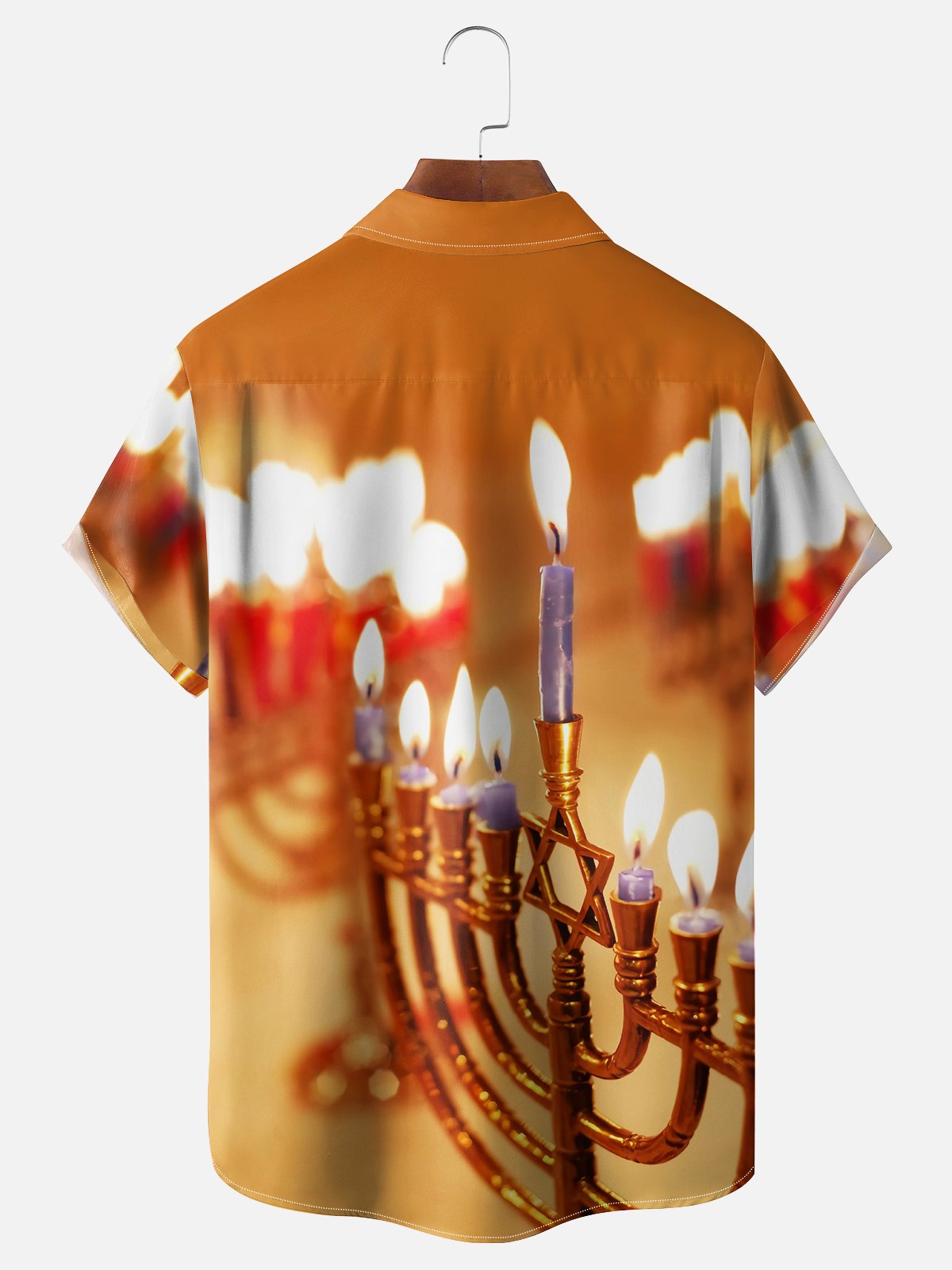 Moisture-wicking Hanukkah Menorah Candle Chest Pocket Casual Shirt