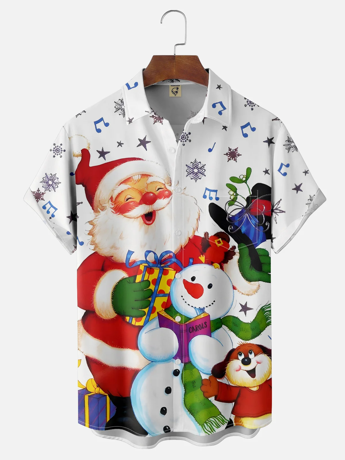 Moisture-wicking Christmas Santa Claus Chest Pocket Casual Shirt