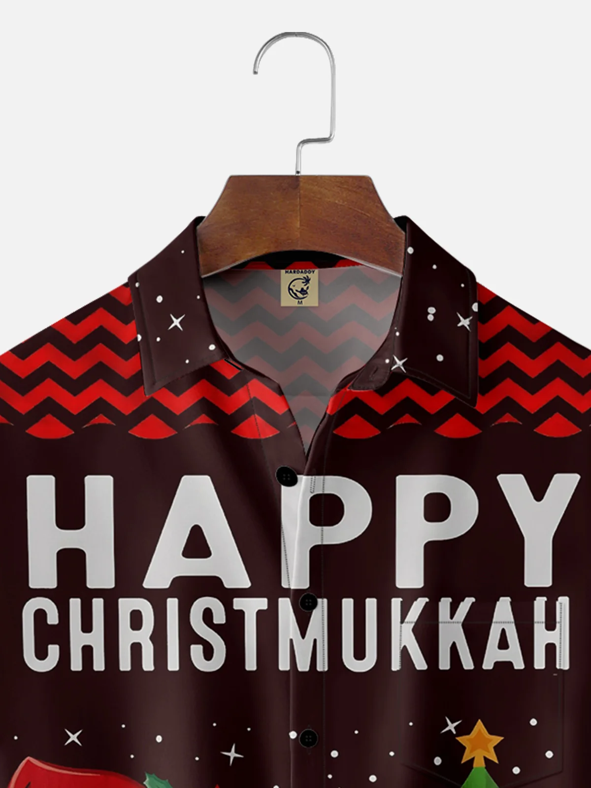 Moisture-wicking Christmas Hanukkah Chest Pocket Holiday Shirt