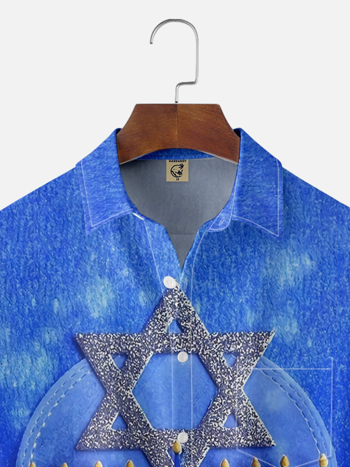 Moisture-wicking Hanukkah Candle Star of David Chest Pocket Casual Shirt