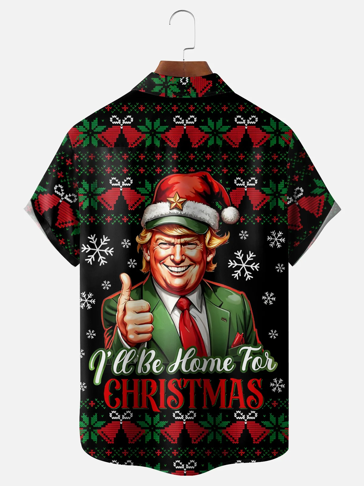 Moisture-wicking I'll Be Home For Christmas Donald Trump Chest Pocket Holiday Shirt