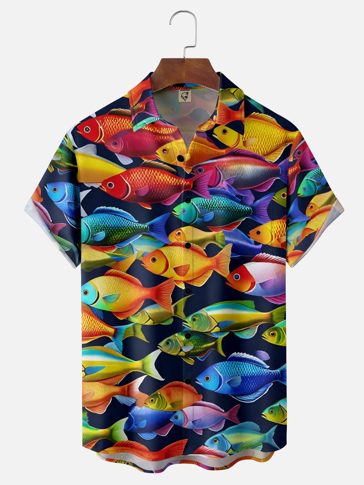 Moisture-wicking Fish Chest Pocket Hawaiian Shirt