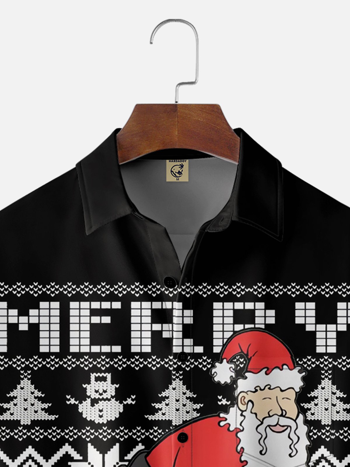 Moisture-wicking Christmas Santa Claus Chest Pocket Casual Shirt