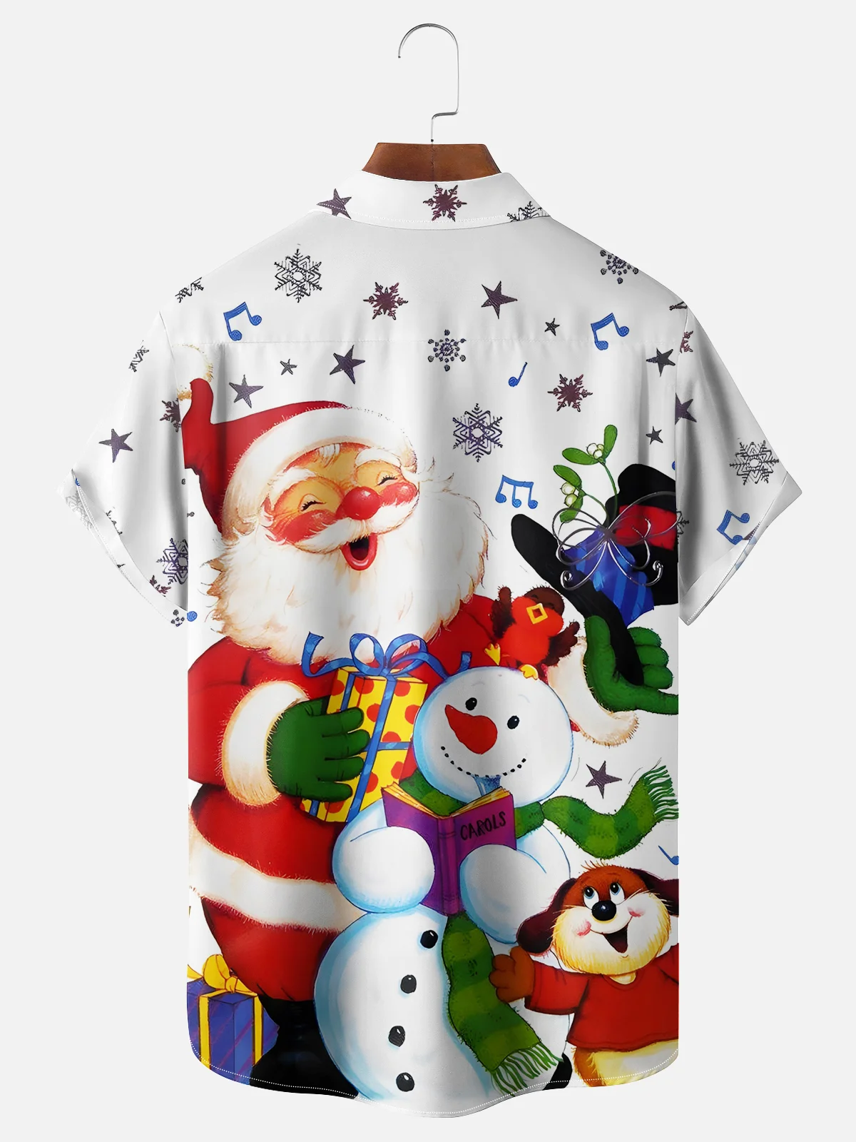 Moisture-wicking Christmas Santa Claus Chest Pocket Casual Shirt