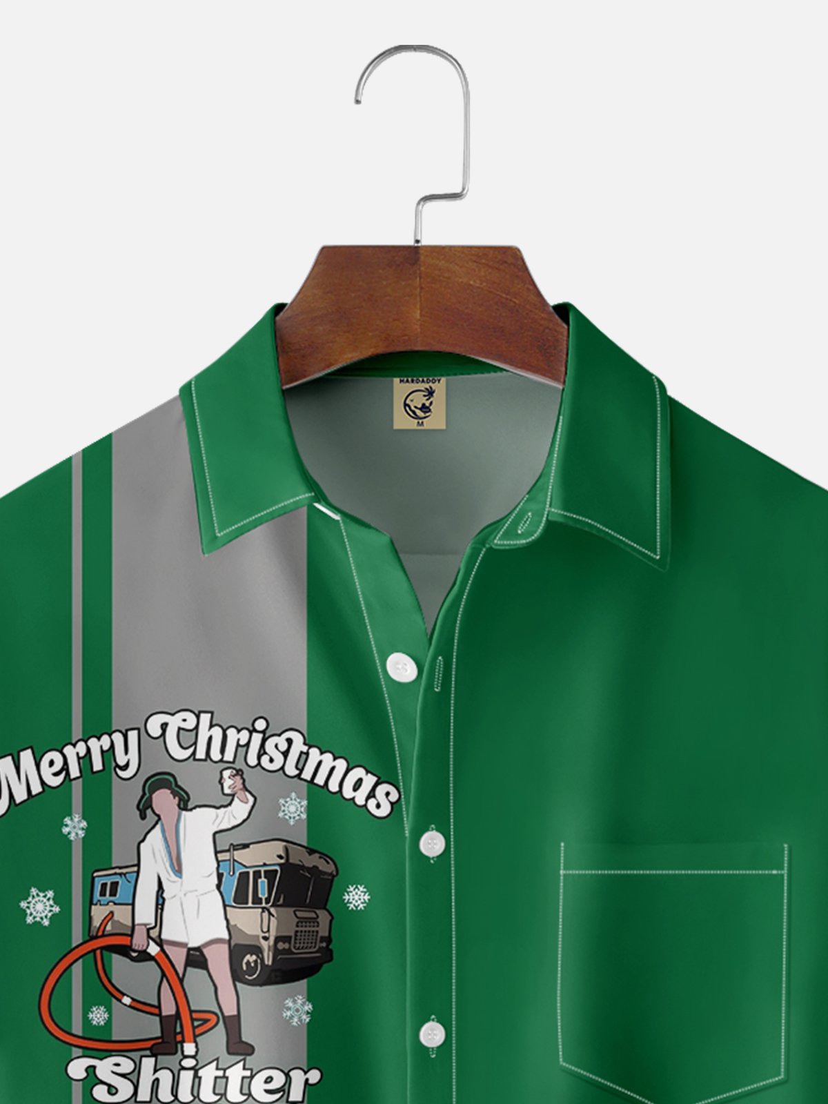 Moisture Wicking Christmas Griswold Chest Pocket Bowling Shirt