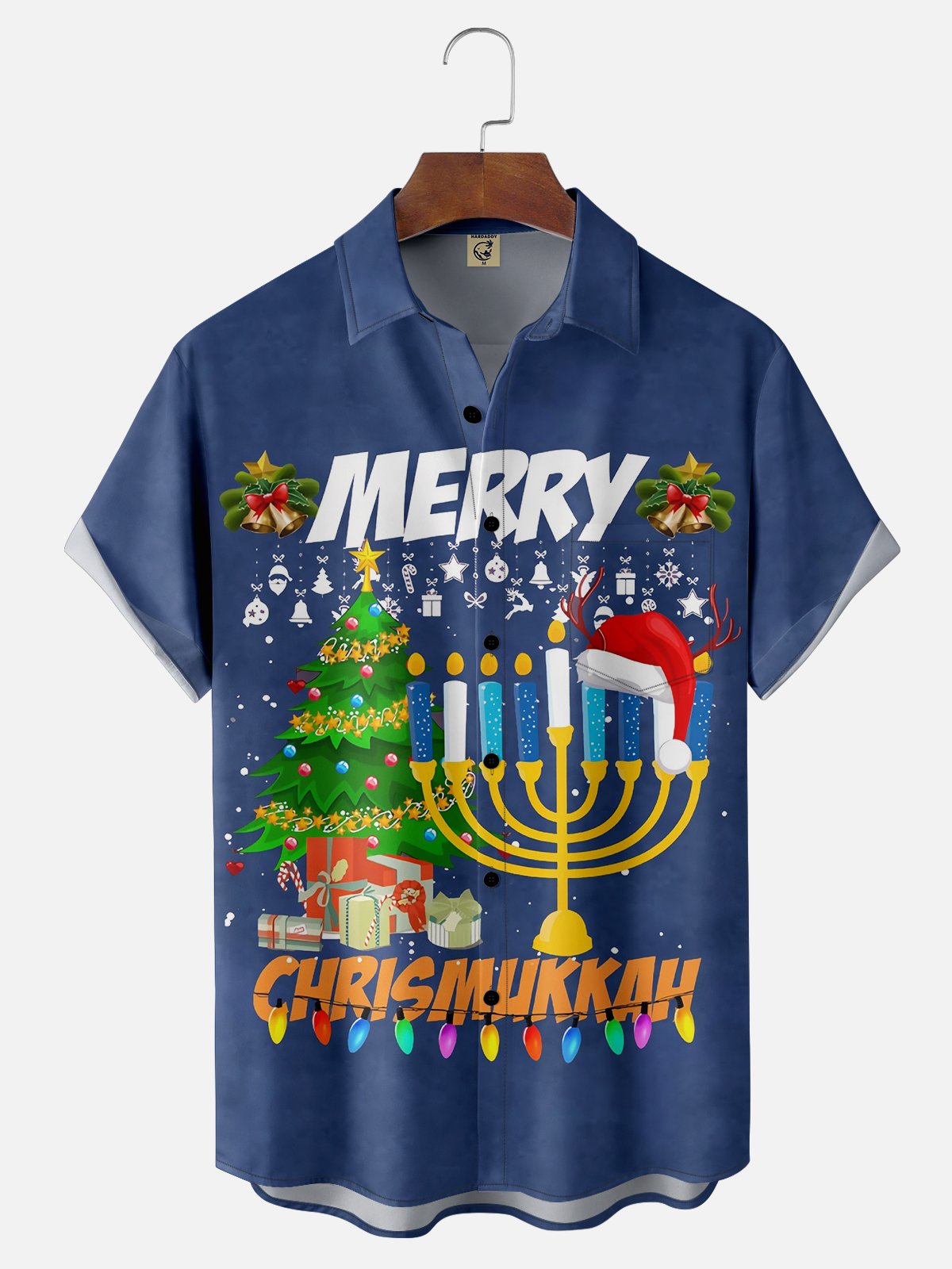 Moisture-wicking Hanukkah Menorah Chest Pocket Casual Shirt