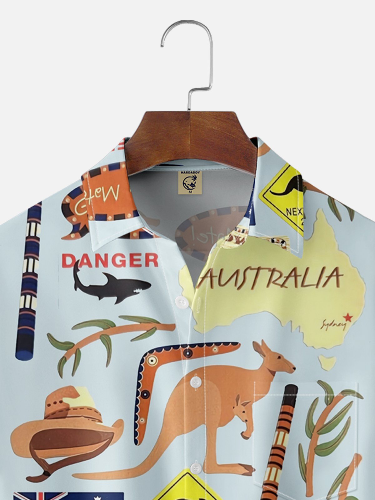 Moisture-wicking Australia Day Kangaroo Koala Chest Pocket Casual Shirt