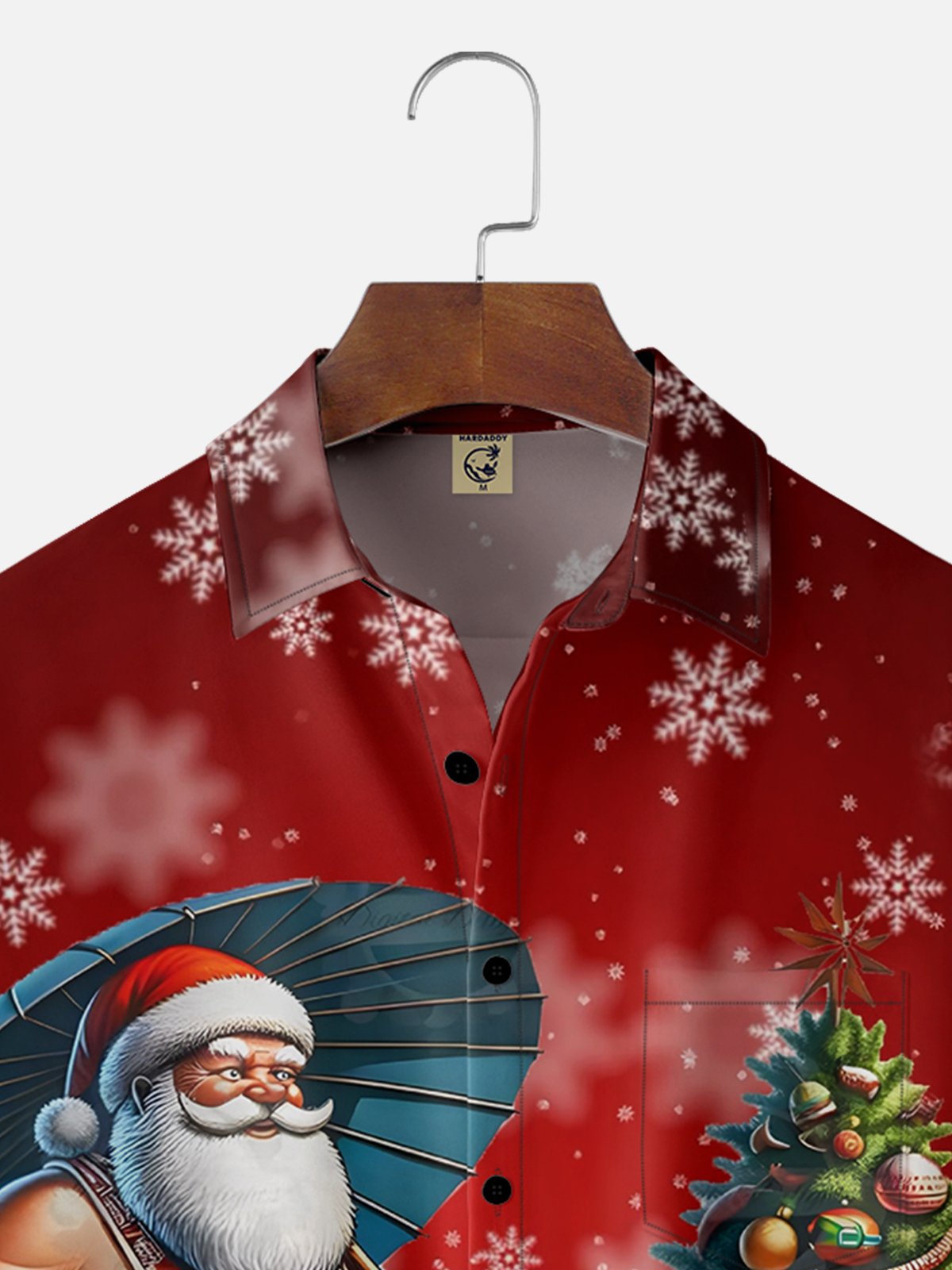 Moisture-wicking Christmas Santa BBQ Chest Pocket Hawaiian Shirt