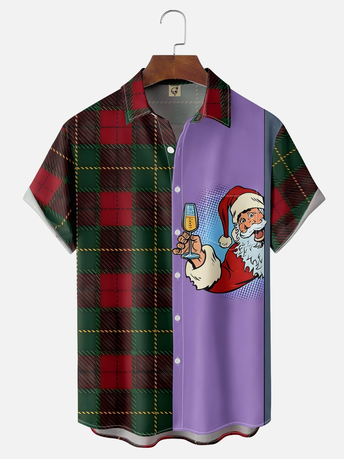 Moisture-wicking Christmas Santa Chest Pocket Hawaiian Shirt