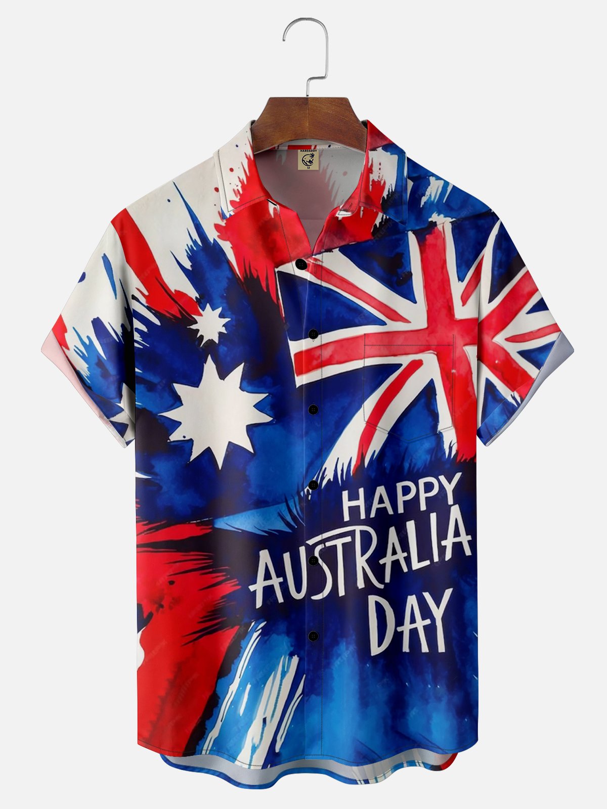 Moisture-wicking Australia Day Art Chest Pocket Hawaiian Shirt