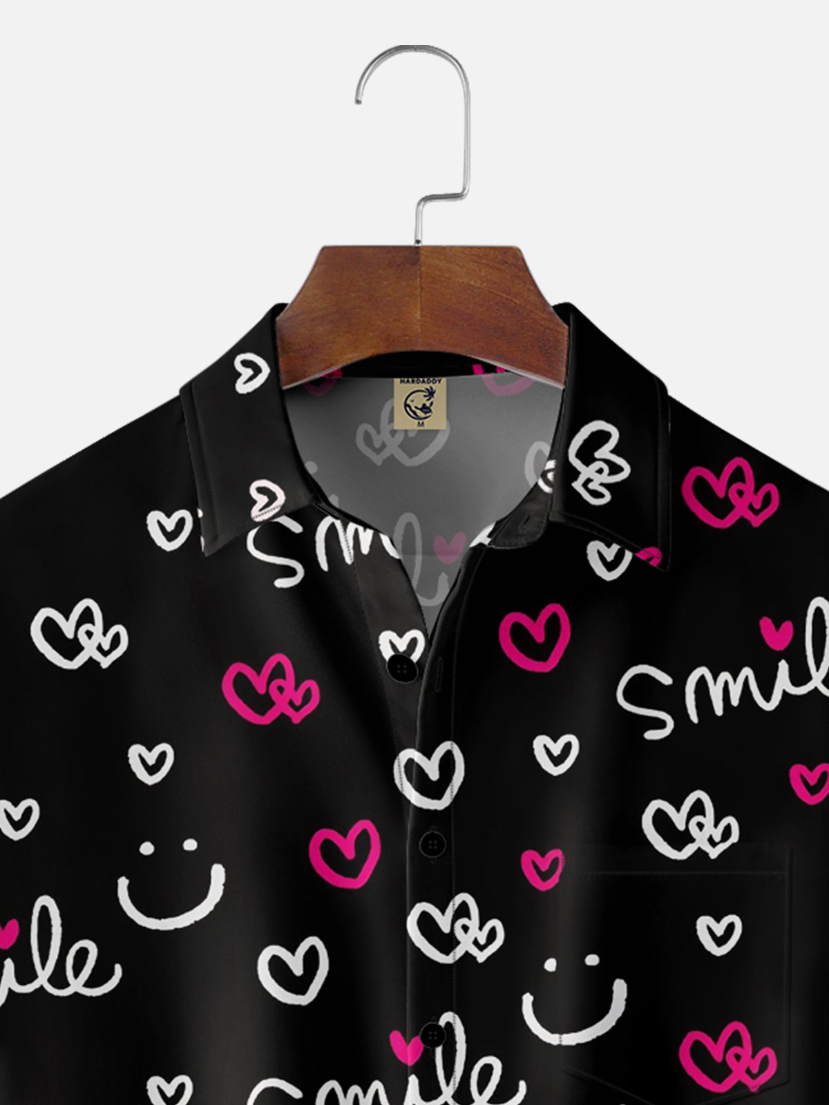 Moisture-wicking Valentine's Day Love Letters Chest Pocket Casual Shirt