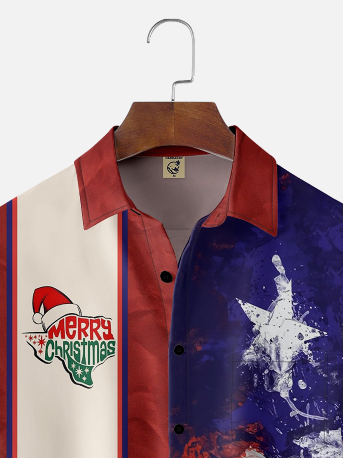 Moisture-wicking Texas Merry Christmas Chest Pocket Bowling Shirt