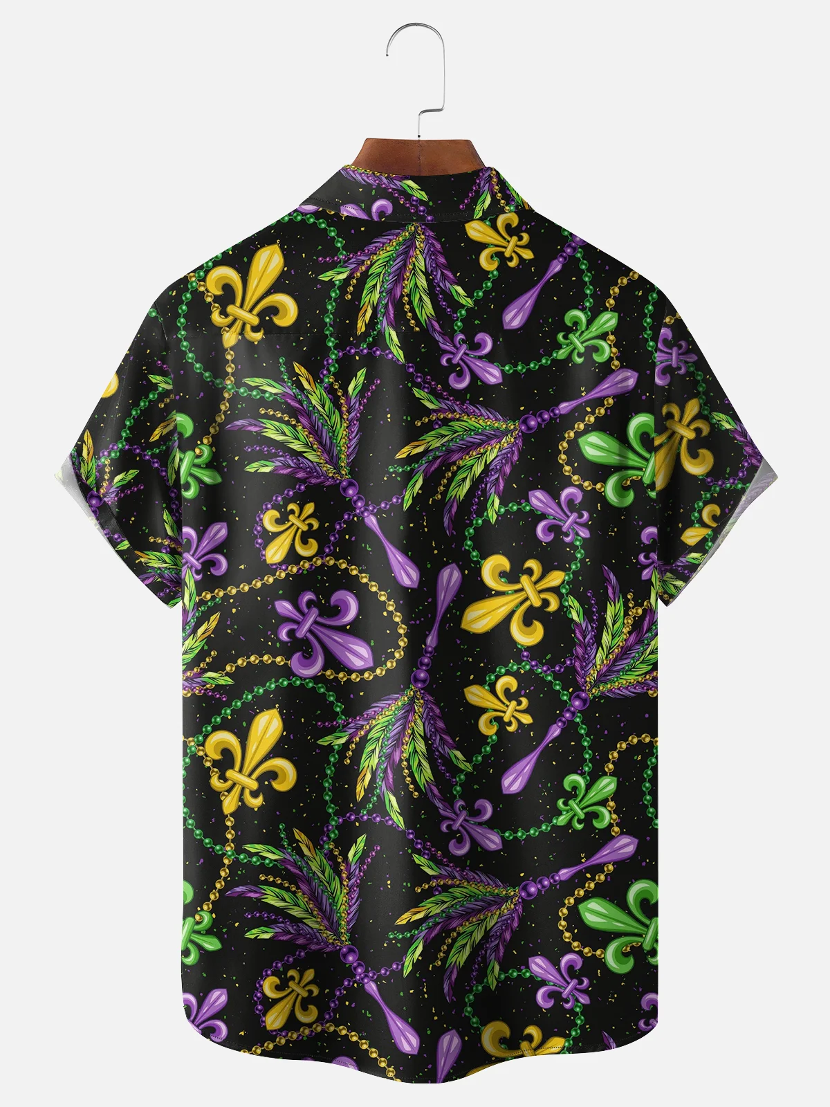 Moisture-wicking Mardi Gras Beads Chest Pocket Casual Shirt