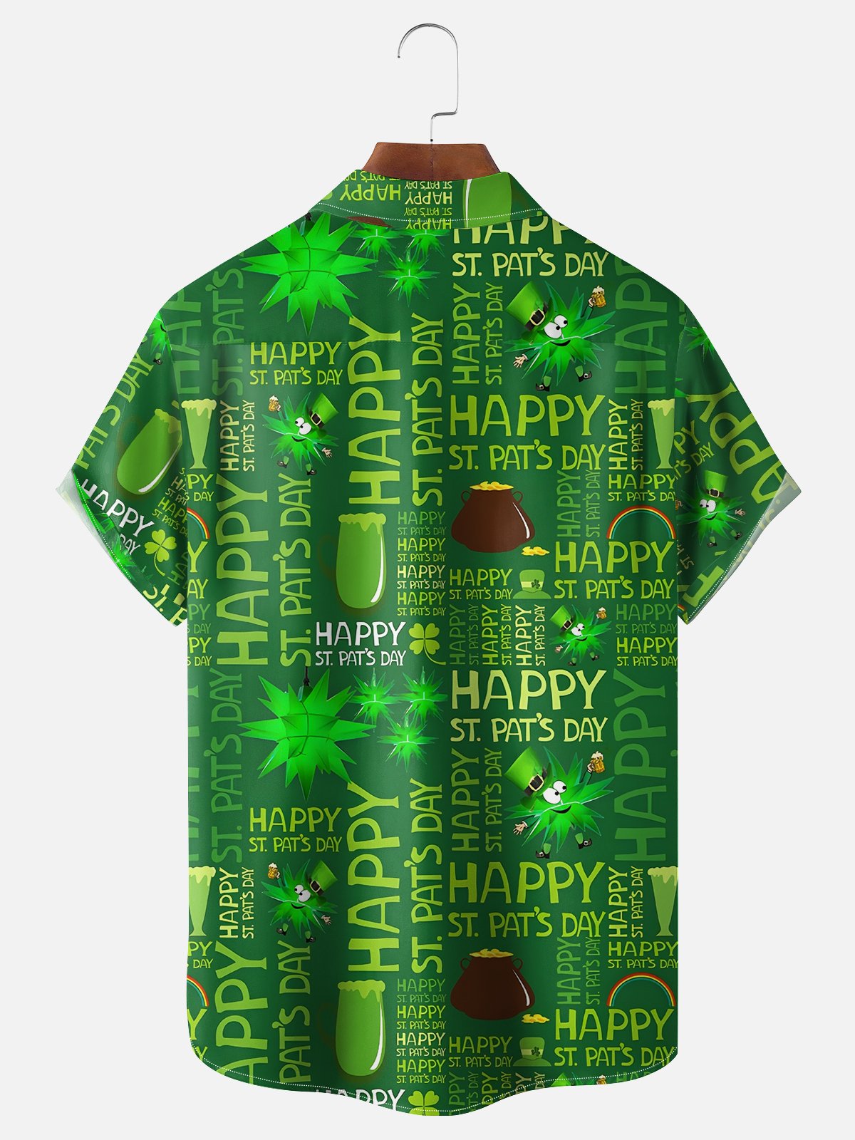 Moisture-wicking St. Patrick's Day Bigfoot Beer Chest Pocket Hawaiian Shirt