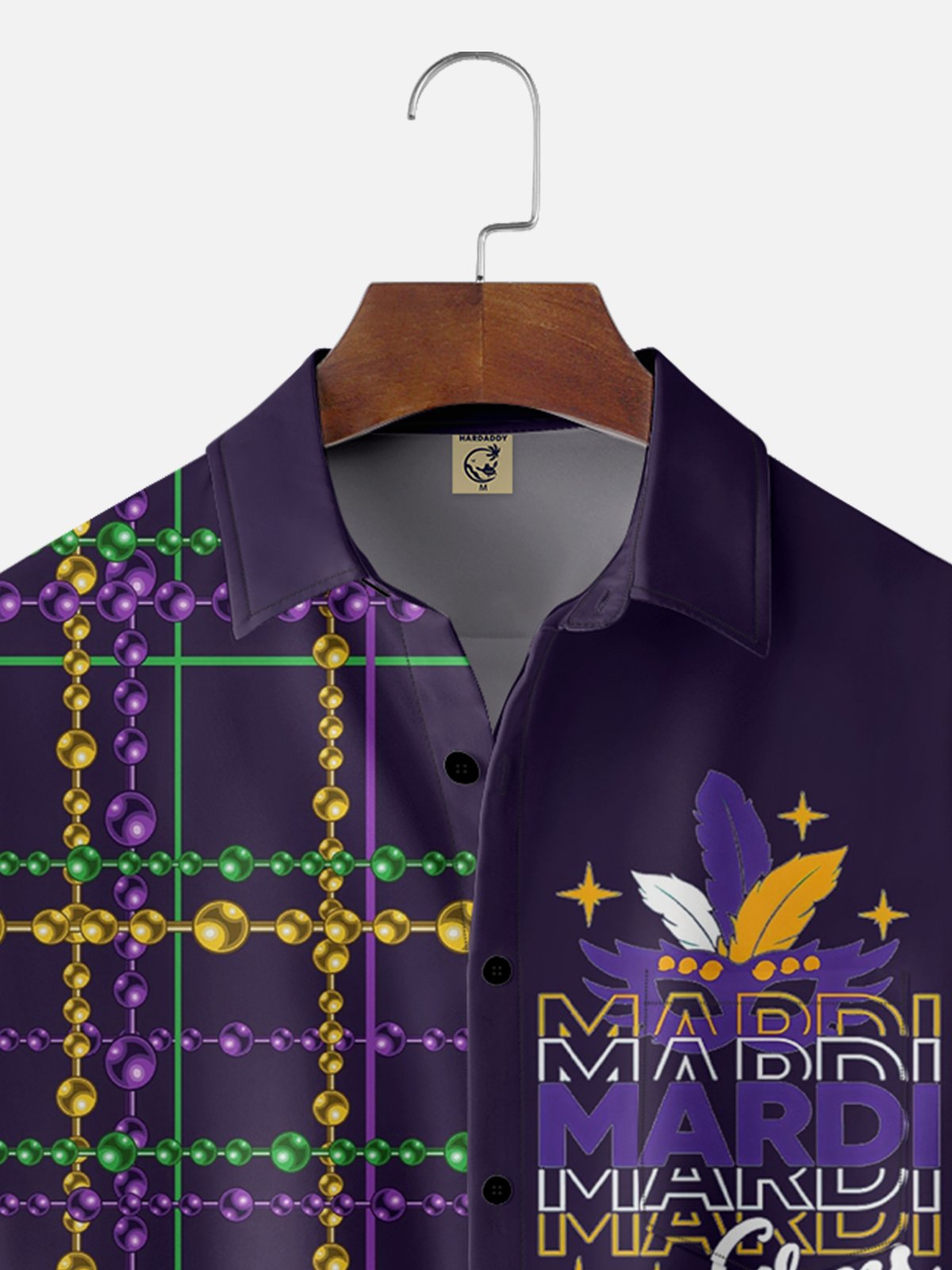 Moisture-wicking Mardi Gras Beads Chest Pocket Casual Shirt