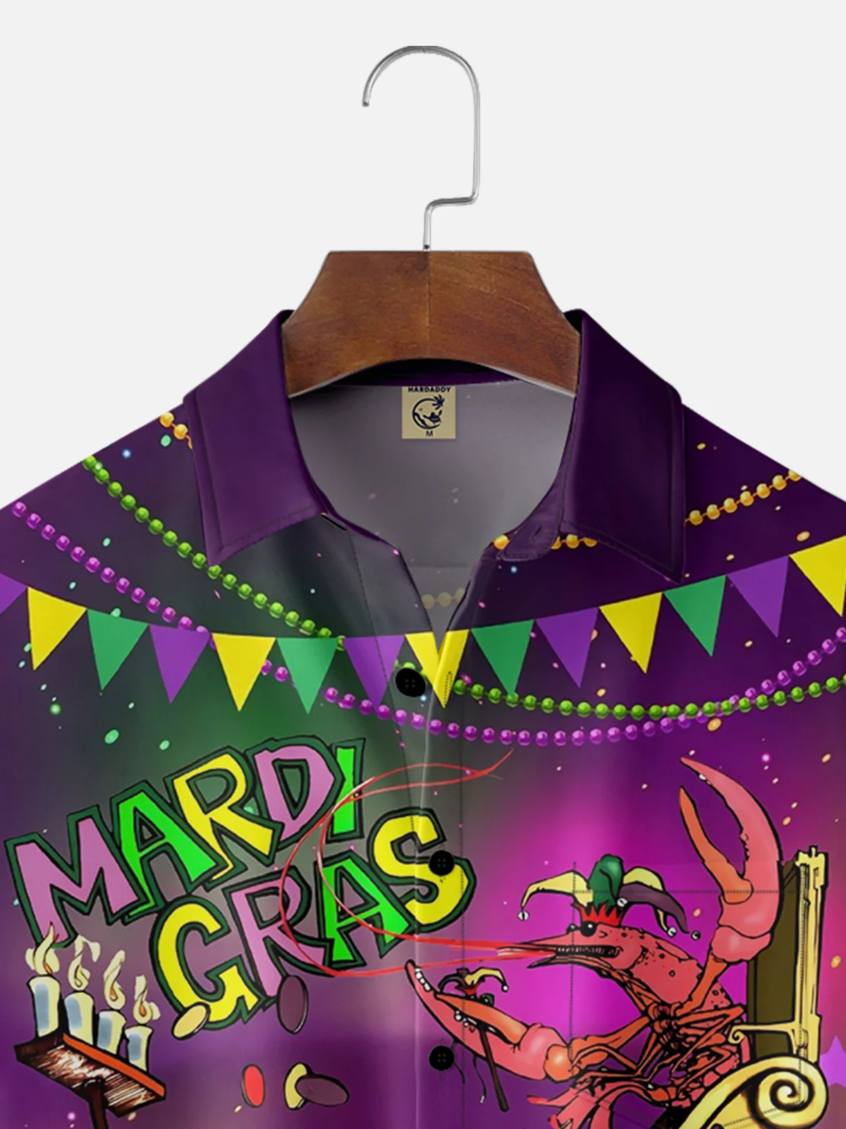 Moisture-wicking Mardi Gras Lobster Alligator Chest Pocket Casual Shirt