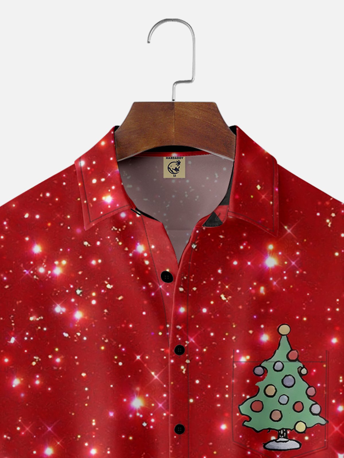 Moisture-wicking Charlie's Christmas Tree Chest Pocket Hawaiian Shirt